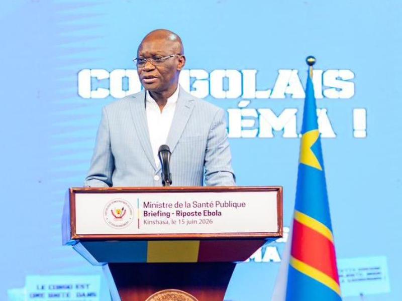 Le ministre de la Santé,  Dr Samuel Roger Kamba lors du briefing de presse du 15 juin 2026