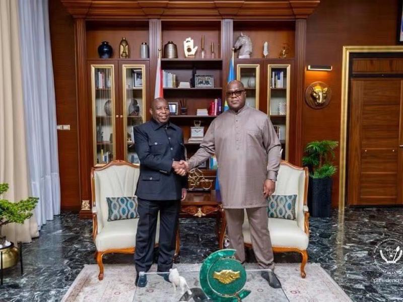 Le président burundais Evariste Ndayishimiye et son homologue congolais Félix-Antoine Tshisekedi Tshilombo, à Kinshasa [ Photo d'illustration]