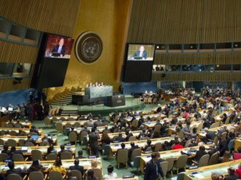 Une vue de la salle de l'Assemblée générale de l'ONU, au cours d’une réunion de haut niveau de l’Assemblée générale des Nations Unies sur le Sida [photo archives]