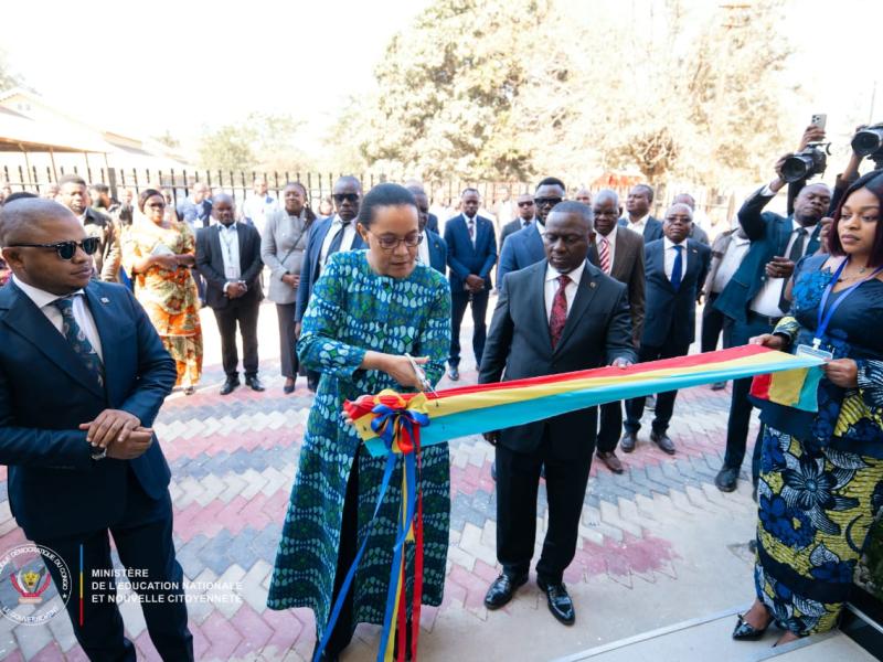 La ministre de l’Éducation nationale Raissa Malu lors de la coupure du ruban du Centre national de correction à Lubumbashi [photo d'illustration]