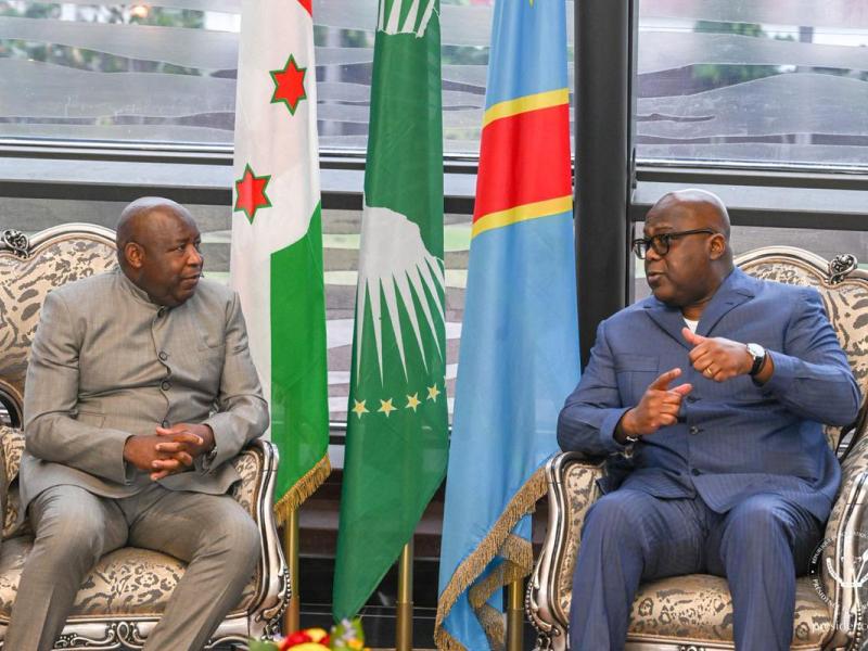 Le Président Félix Tshisekedi et son homologue burundais Évariste Ndayishimiye [photo d'illustration]