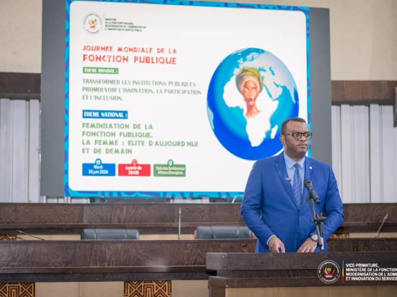 Le VPM Jean-Pierre Lihau Ebua, en marge de la Journée mondiale de la Fonction publique [photo d'illustration]
