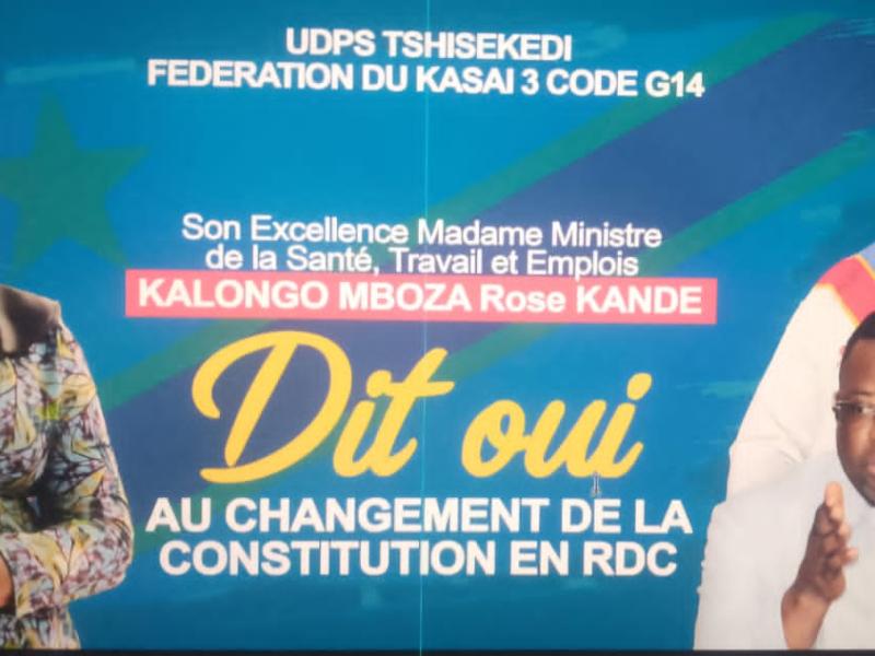 L’affiche de Rose Kalongo Mbonza ministre provinciale de santé, travail et emploi
