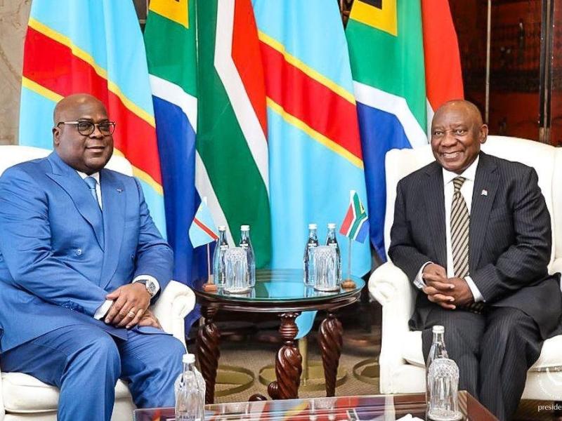 Le président de la République Félix-Antoine Tshisekedi Tshilombo et son homologue Sud-africain Ciryl Ramaphosa