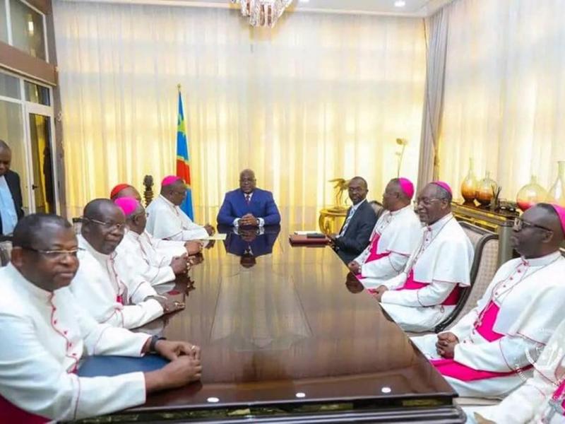 Les évêques membres de la CENCO lors d’un échange avec le Président Félix-Antoine Tshisekedi