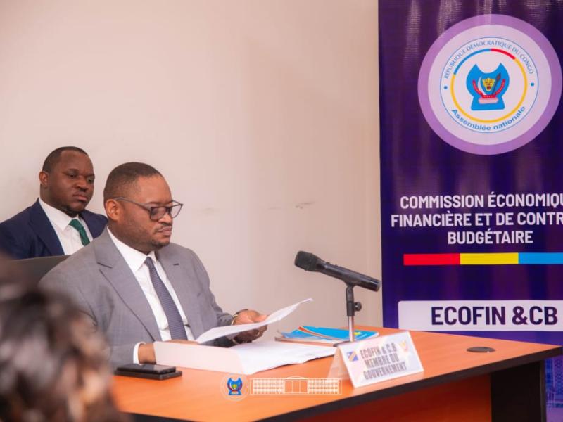 Le ministre des Finances Doudou Fwamba devant la commission Ecofin et Budget de l’Assemblée nationale, mardi 07 juillet 2026