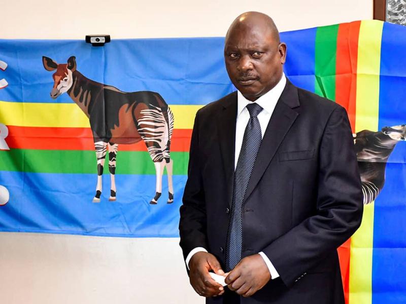 Thomas Lubanga, chef de la CRP, lors d’une conférence de presse, à Kampala [photo d'illustration]