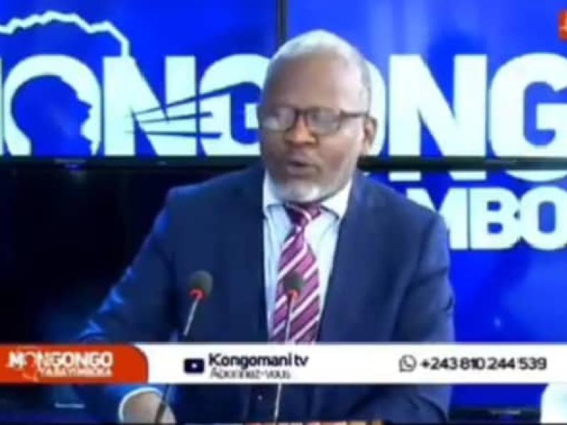 Alain Bolodjwa, membre de la Coalition Article 64, lors de son passage sur le plateau de Kongo Maní Tv