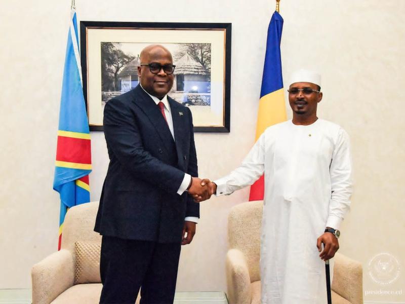 Le Président Félix Tshisekedi et son homologue tchadien Idriss Déby, mercredi 15 juillet 2026