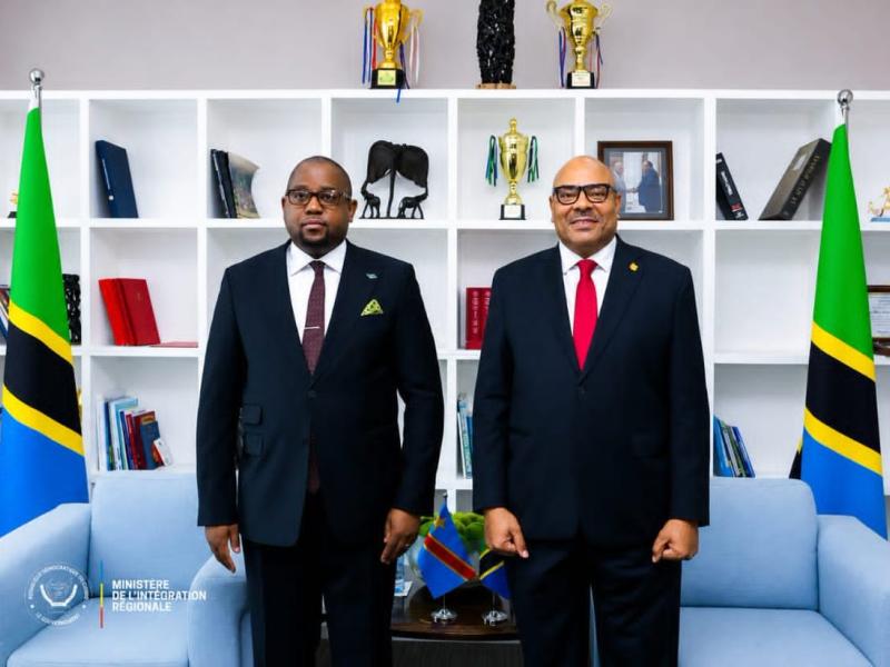 Le ministre de l'Intégration régionale Floribert Anzuluni, et le ministre tanzanien des Affaires étrangères, Mahmoud Thabit Kombo [photo d'illustration]