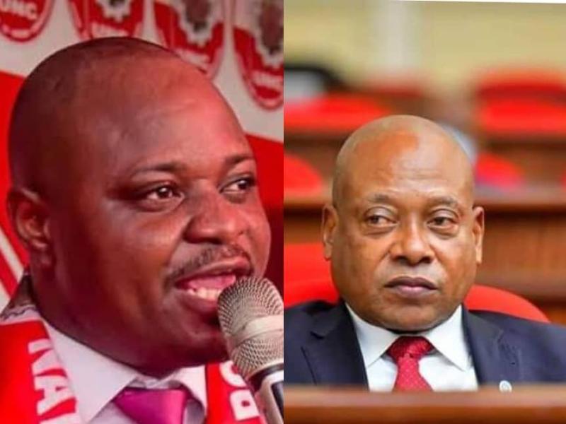 Le secrétaire général de l'UNC, Billy Kambale et le président national du PT, Steve Mbikayi