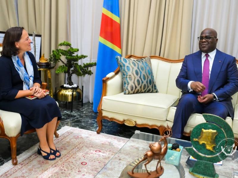 Roxane de Bilderling, ambassadrice de Belgique en RDC, reçue par le président Félix Tshisekedi, en novembre 2024 [photo d'illustration]