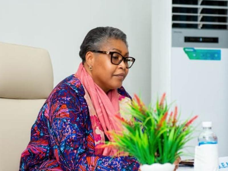 La première ministre Judith Suminwa lord d'un point de presse à Kisangani [photo d'illustration]