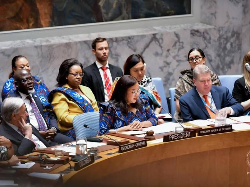 Thérèse Kayikwamba Wagner, ministre d'État en charge des Affaires étrangères en RDC, lors de son discours à la présidence du Conseil de Sécurité de l'ONU [photo d'illustration]