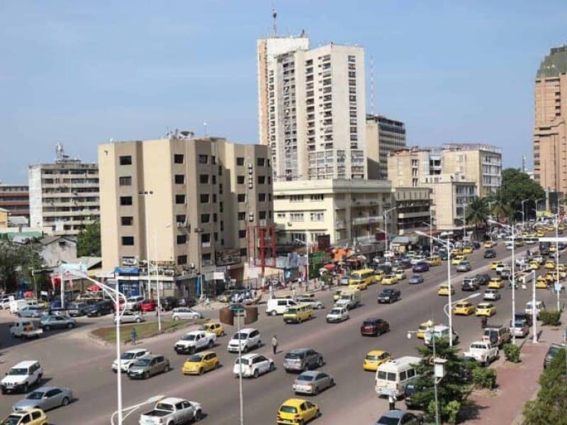 Vue aérienne du Boulevard du 30 juin à Kinshasa, capitale de la République Démocratique du Congo