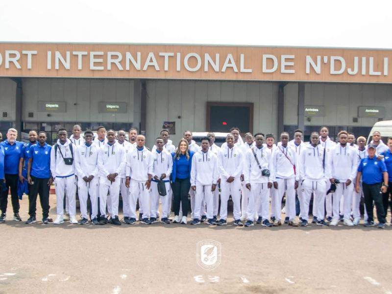 La délégation des Samouraïs du FC Les Aigles du Congo, à l’aéroport international de N'djili, avant leur départ pour la Tanzanie, ce mercredi 29 juillet 2026
