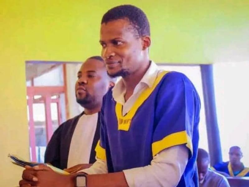 L'opposant congolais Nathanaël Onokomba lors d'une audience à la Cour militaire