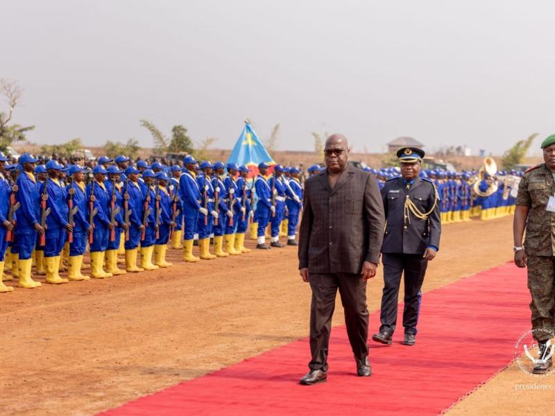 Le Président Félix Tshisekedi passe en revue les troupes du Service national à Kaniama-Kasese [photo d'illustration]