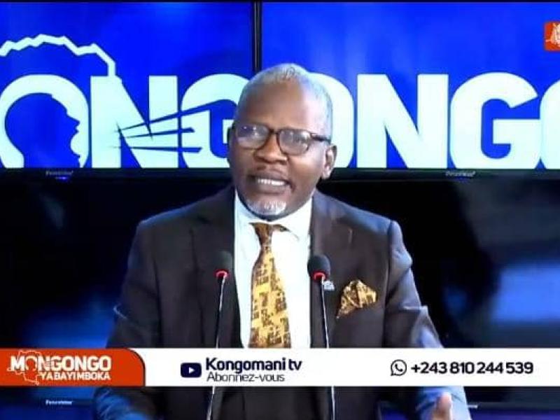 Alain Bolodjwa, acteur politique congolais de l'opposition, membre de la Coalition Article 64, lors de son passage sur les antennes de Kongo Maní TV