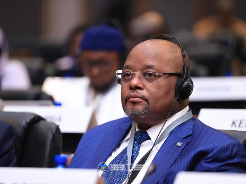 Le speaker de la chambre basse du parlement Aimé Boji lors de sa participation à la Conférence annuelle des présidents des parlements nationaux et régionaux du Parlement panafricain, en Afrique du Sud, du 31 juillet au 01 août 2026