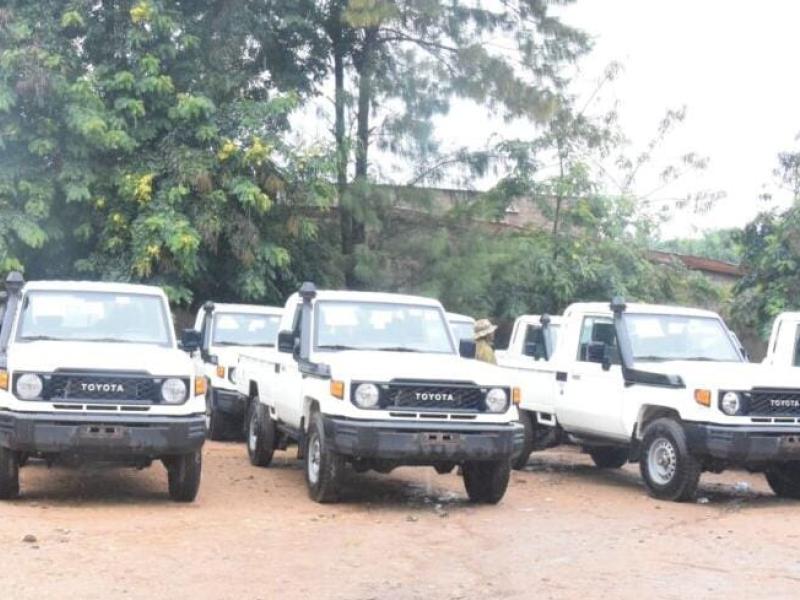 10 camionnettes utilitaires Toyota Land Cruiser neuves remises à l’Armée ougandaise par le président Félix Tshisekedi [photo d'illustration]