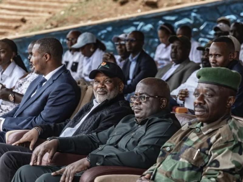 Corneille Nangaa, chef rebelle de l’AFC/M23, et toute son équipe lors d’un meeting à Goma
