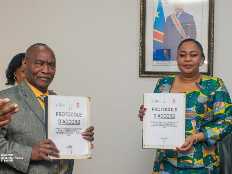 Présentation du protocole d’accord entre le ministère du Genre et SANRU pour mieux protéger la santé des familles en RDC