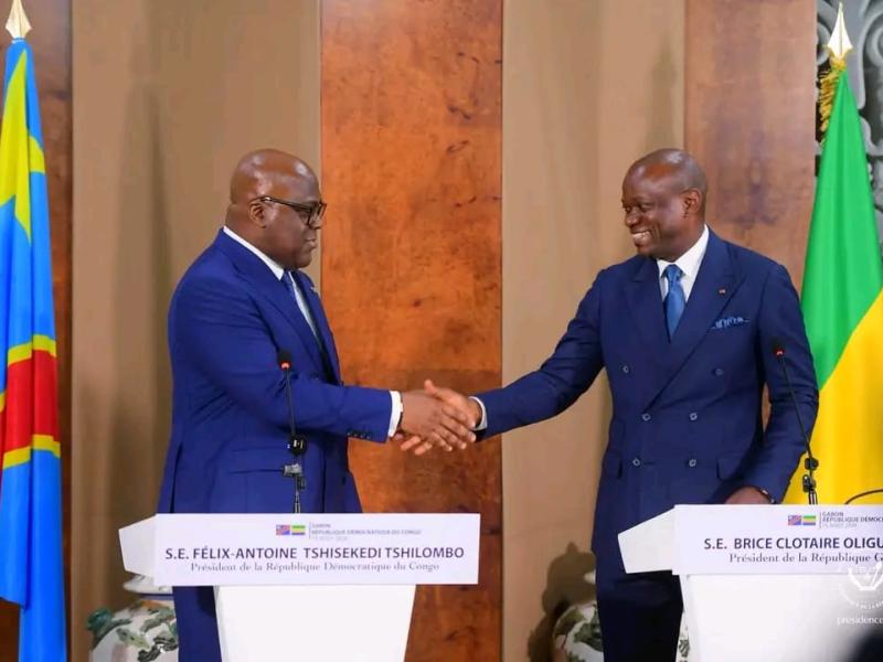 Félix Tshisekedi et son homologue Brice-Clotaire Oligui Nguema [photo d'illustration]