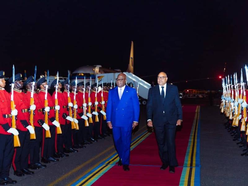 Le président de la RDC, Félix-Antoine Tshisekedi lors de son arrivée à Zanzibar