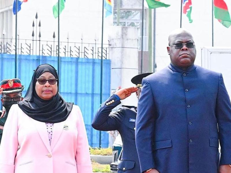 Les présidents Samia Suluhu de la Tanzanie et Félix Tshisekedi de la RDC [photo d'illustration]