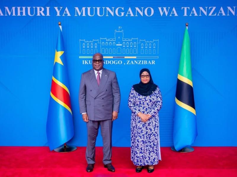 Le Président de la RDC Félix Tshisekedi et son homologue tanzanienne, Samia Suluhu Hassan [photo d'illustration]