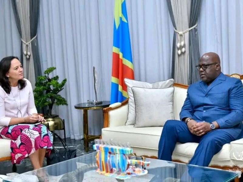 Le président Félix Tshisekedi et l’ambassadrice de Belgique en RDC, Roxane de Bilderling [photo d'illustration]