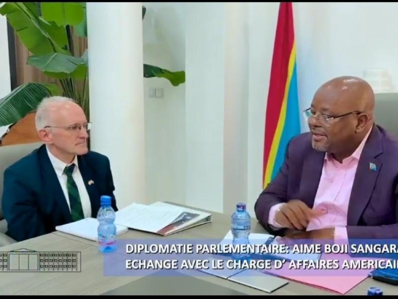 Le speaker de la Chambre basse du Parlement de la RDC, Aimé Boji, et Mc Carry, chargé d’affaires à l'ambassade des USA