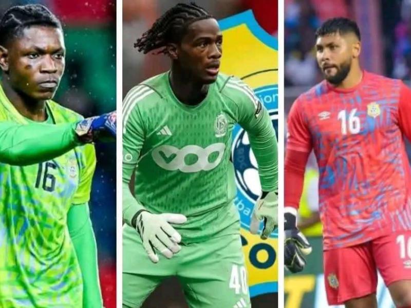 Timothy FAYULU, Matthieu EPOLO et Dimitri BERTAUD, tous gardiens des léopards et prétendant remplacer Lionel MPASI blessé