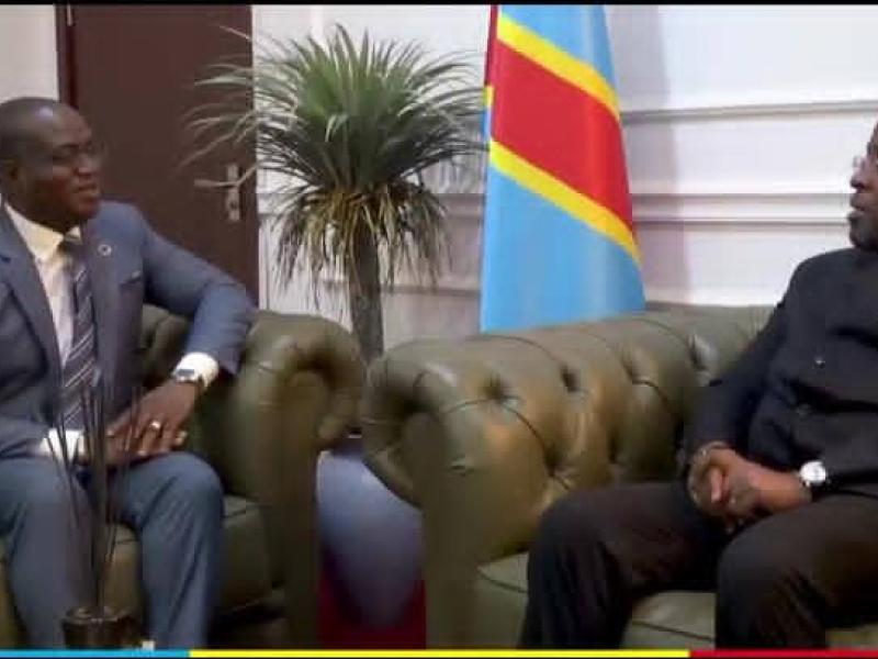 Le VPM en charge de l’Intérieur, Jacquemain Shabani Lukoo, et le nouveau représentant du HCR en RDC, Maurice Azonnankpo