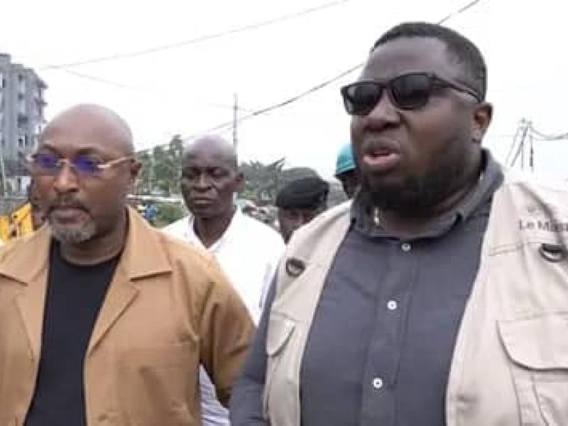 Les ministres provinciaux, Alain Tshilungu et Jesus-Noel Sheke, respectivement  ministre de Travaux publics et des Infrastructures, et ministre des Transports