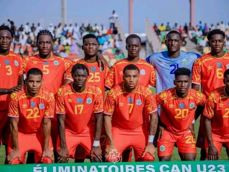 Les Léopards U23 lors du match face à la Mauritanie a Nouakchott.