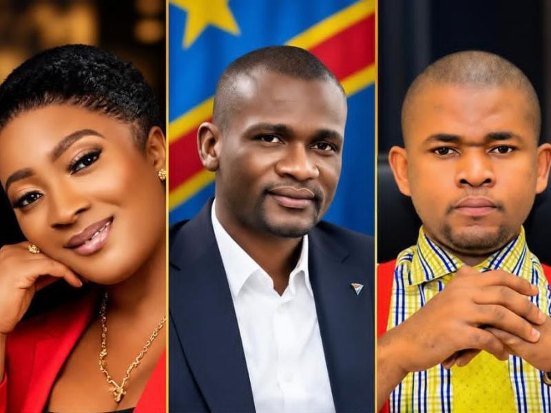 De gauche à droite : les journalistes Virginie Manganga, Gauthier Sey et Danny Nguba