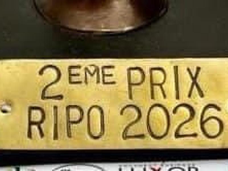 La plaque du 2ᵉ Prix remporté par l’artiste congolais Baba Tshikama lors de la Rencontre internationale des peintures de Ouagadougou (RIPO) 2026.