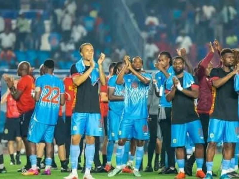 Les Léopards de la RDC après leur victoire face au Nzalang Nacional de la Guinée équatoriale au Stade des Martyrs.