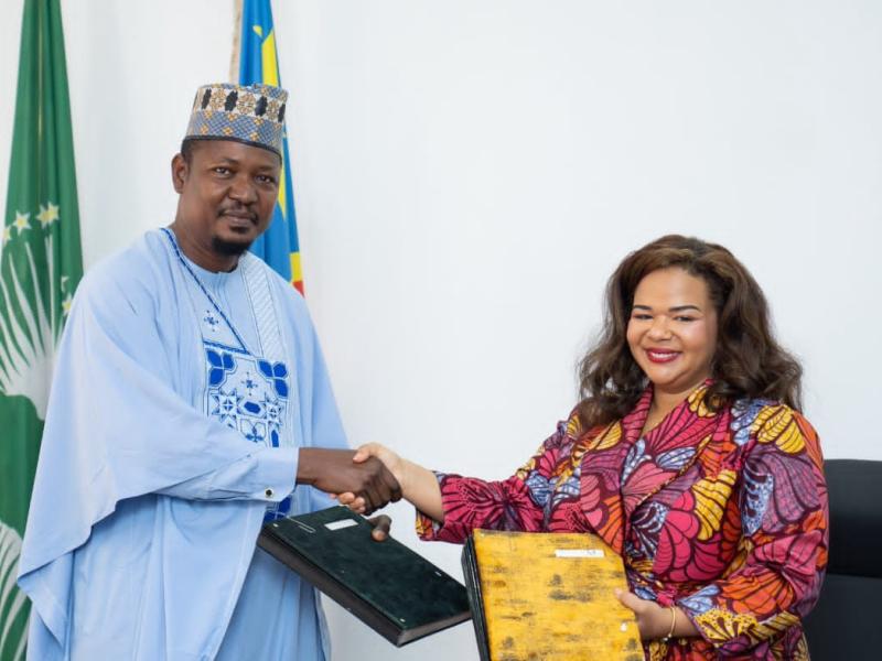 La cheffe de la diplomatie congolaise Thérèse Kayikwamba Wagner et Ibrahim Abdel Nasser, nouveau représentant de la FAO en RDC