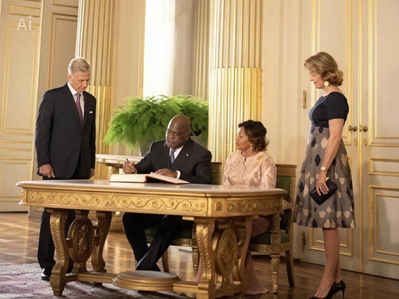 Le couple présidentiel congolais et le couple royal Belge, à Bruxelles