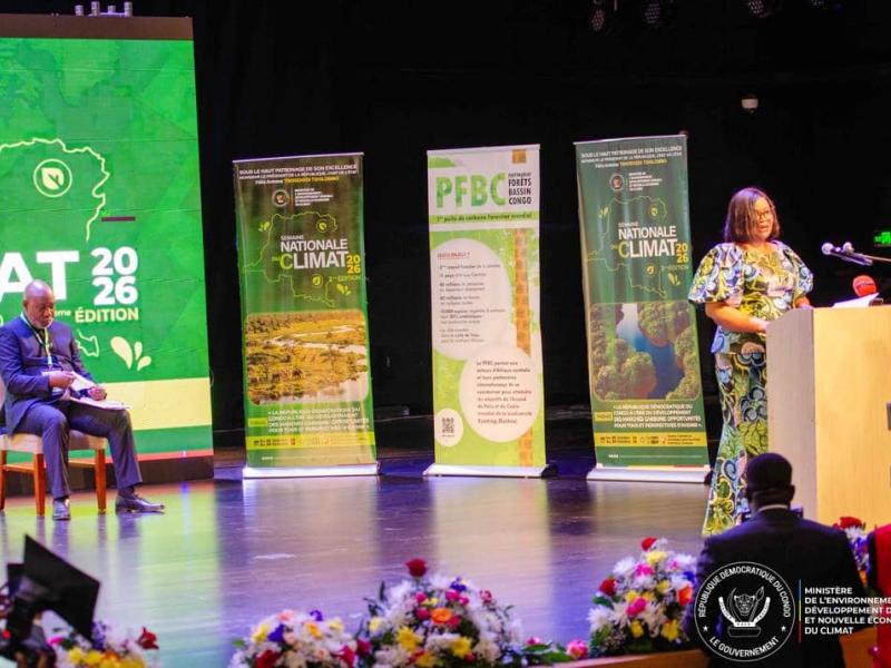 La ministre de l'Environnement, Marie Nyange Ndambo, lors du lancement de la Semaine nationale du climat, à Kinshasa
