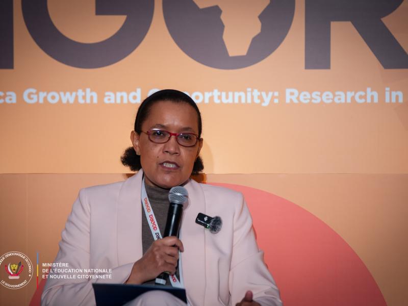 La ministre d’État, ministre de l’Éducation nationale et Nouvelle Citoyenneté, Raïssa Malu, lors de son intervention au panel ministériel de haut niveau de la conférence AGORA 2026, à Palerme, en Italie