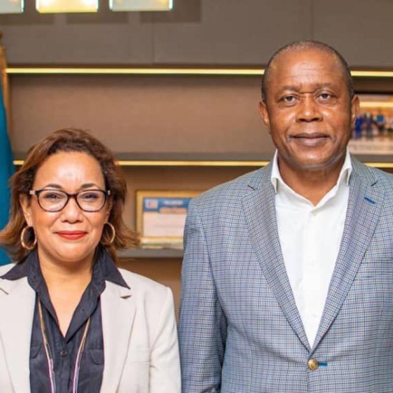 Le président de la CENI Denis Kadima et Emna Zghonda Engueleguele, experte en processus électoraux et en inclusion dans l'ONU - Femmes