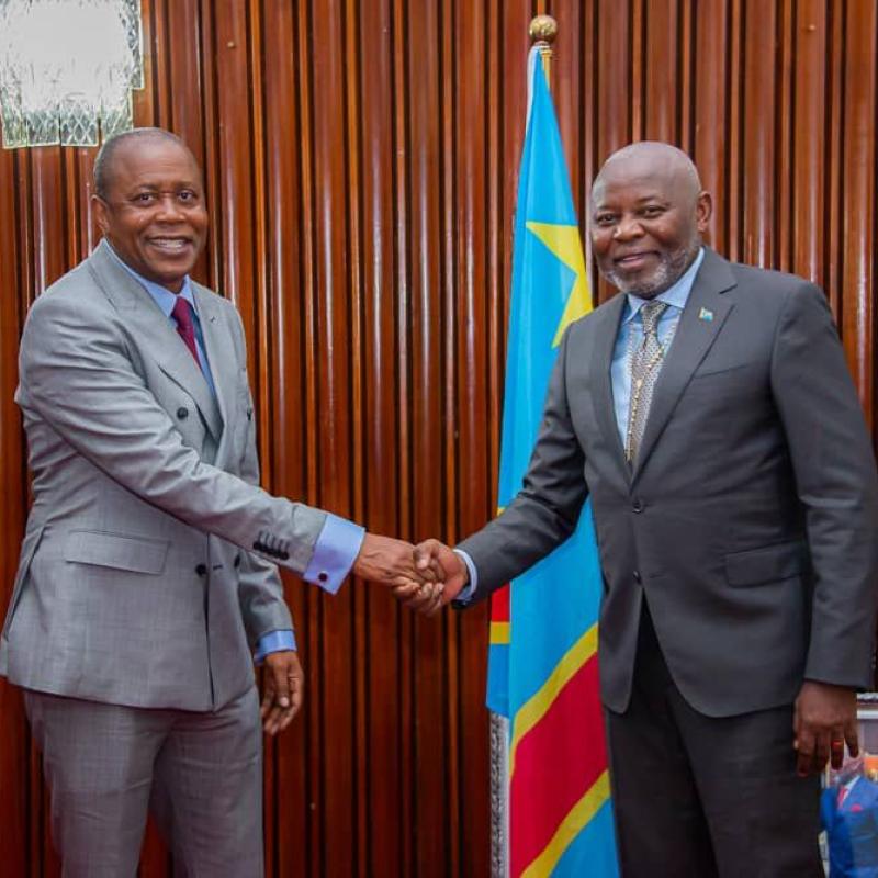 Le président de la CENI Denis Kadima et le président de la chambre basse du parlement Vital Kamerhe