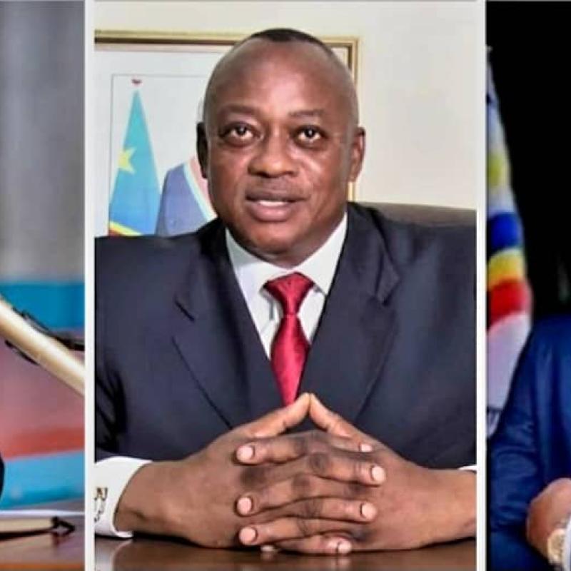 Matthias Kabeya, Jean Maweja Muteba et Jean-Paul Mbwebwe, tous trois gouverneurs du Kasaï Oriental déchus par l’Assemblée provinciale avant la fin de leurs mandats