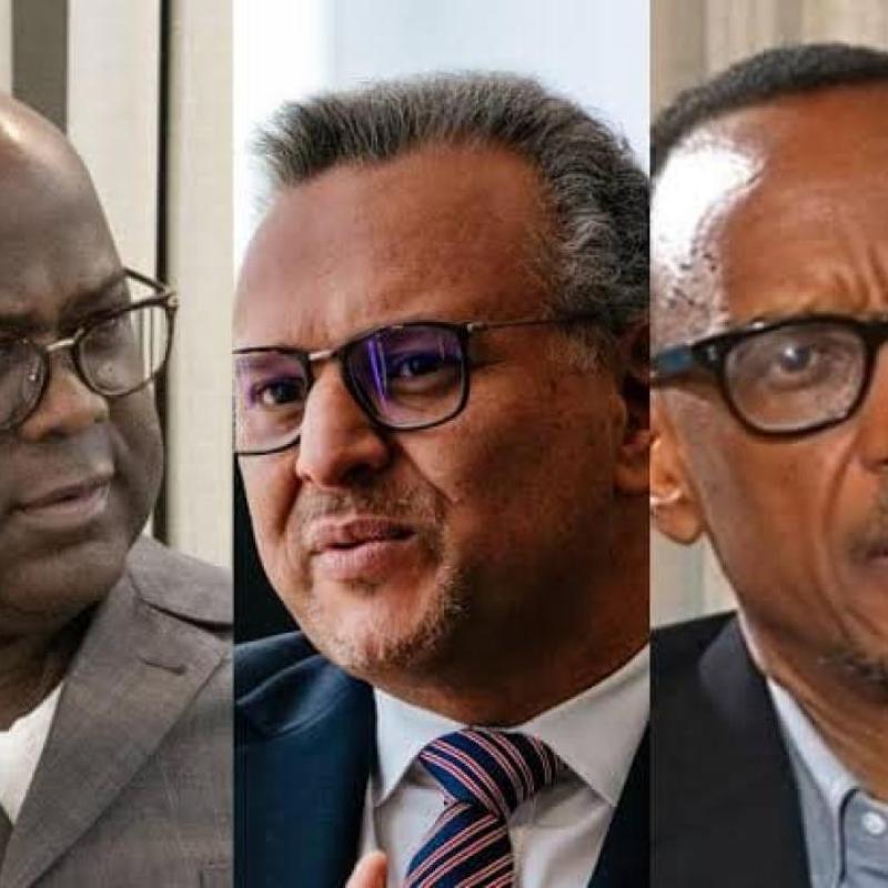 Le président Félix Tahisekedi, Massad Boulos, conseiller principal du président américain Donald Trump pour l’Afrique et le président Paul Kagame [photo d'illustration]