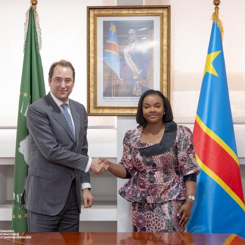 Noëlla Ayeganagato Nakwipone, vice-ministre congolaise des Affaires étrangères, avec son homologue autrichien, Nikolaus Marschik
