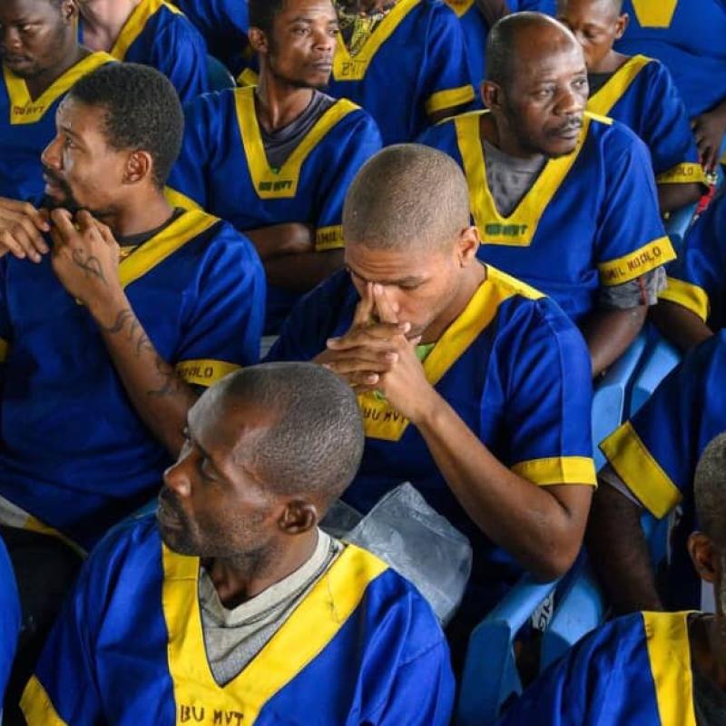 Quelques détenus lors du procès pour tentative de coup d'État survenu en mai 2024